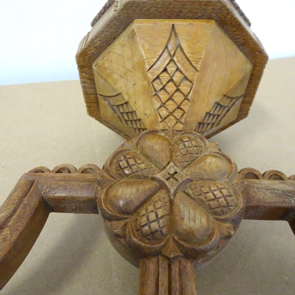 1950s wood carved candle holder Scandinavian Style
